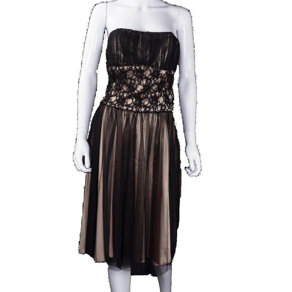 WHBM Black Lace Tulle Strapless Dress 4 - Picture 1 of 5